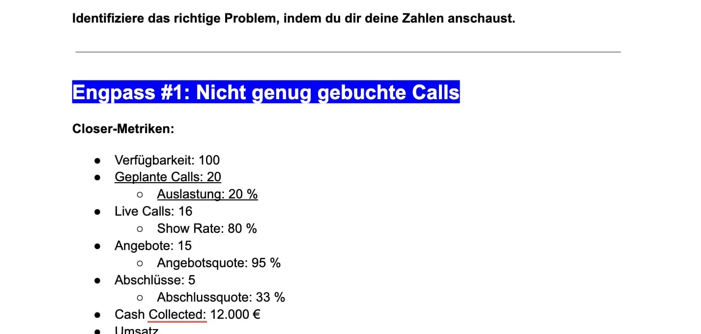 Beispiel einer Engpass-Analyse